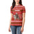 Tajikistan Christmas Women Polo Shirt with Santa Riding Snow Leopard National Emblem and Red Holiday Pattern - Wonder Print Shop