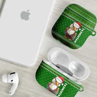 Tajikistan Christmas AirPods Case with Santa Hat Eagle Green Snowflake Pattern and Holiday Design - Wonder Print Shop