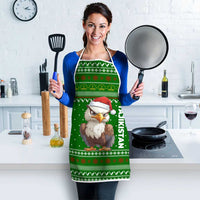 Tajikistan Christmas Apron with Santa Hat Eagle Green Snowflake Pattern and Holiday Design - Wonder Print Shop
