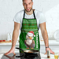 Tajikistan Christmas Apron with Santa Hat Eagle Green Snowflake Pattern and Holiday Design - Wonder Print Shop