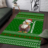 Tajikistan Christmas Area Rug with Santa Hat Eagle Green Snowflake Pattern and Holiday Design - Wonder Print Shop