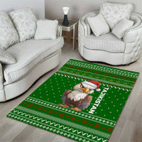 Tajikistan Christmas Area Rug with Santa Hat Eagle Green Snowflake Pattern and Holiday Design - Wonder Print Shop