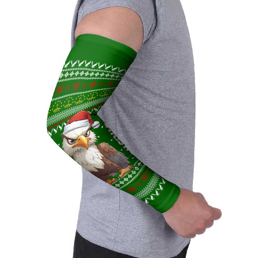 Tajikistan Christmas Arm Sleeves with Santa Hat Eagle Green Snowflake Pattern and Holiday Design - Wonder Print Shop