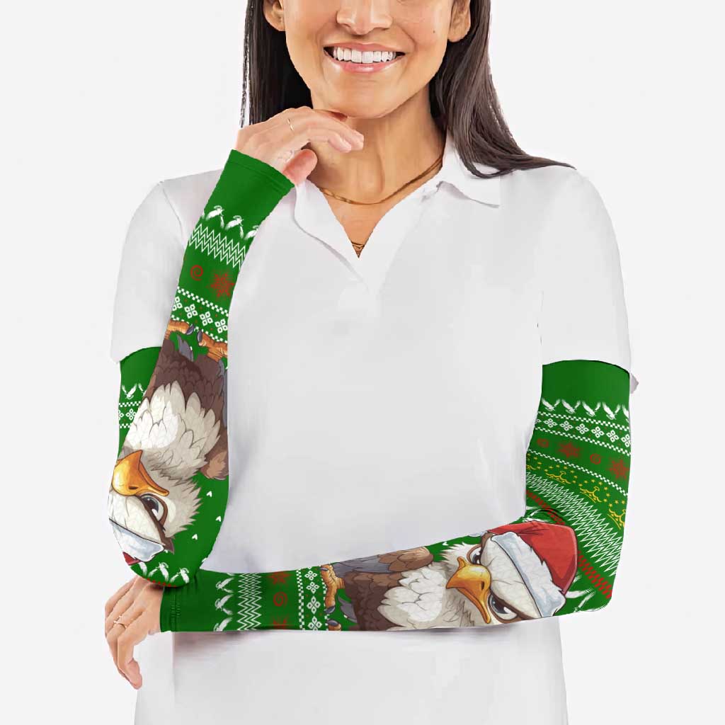 Tajikistan Christmas Arm Sleeves with Santa Hat Eagle Green Snowflake Pattern and Holiday Design - Wonder Print Shop