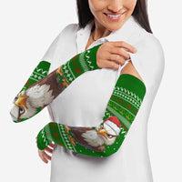 Tajikistan Christmas Arm Sleeves with Santa Hat Eagle Green Snowflake Pattern and Holiday Design - Wonder Print Shop