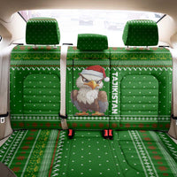 Tajikistan Christmas Back Car Seat Cover with Santa Hat Eagle Green Snowflake Pattern and Holiday Design - Wonder Print Shop