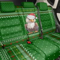Tajikistan Christmas Back Car Seat Cover with Santa Hat Eagle Green Snowflake Pattern and Holiday Design - Wonder Print Shop