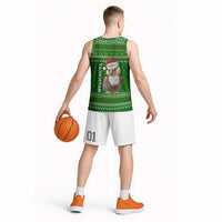 Tajikistan Christmas Basketball Jersey with Santa Hat Eagle Green Snowflake Pattern and Holiday Design - Wonder Print Shop