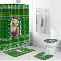 Tajikistan Christmas Bathroom Set with Santa Hat Eagle Green Snowflake Pattern and Holiday Design - Wonder Print Shop