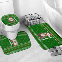 Tajikistan Christmas Bathroom Set with Santa Hat Eagle Green Snowflake Pattern and Holiday Design - Wonder Print Shop