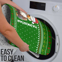 Tajikistan Christmas Bathroom Set with Santa Hat Eagle Green Snowflake Pattern and Holiday Design - Wonder Print Shop