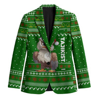 Tajikistan Christmas Blazer with Santa Hat Eagle Green Snowflake Pattern and Holiday Design - Wonder Print Shop