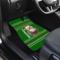 Tajikistan Christmas Car Mats with Santa Hat Eagle Green Snowflake Pattern and Holiday Design - Wonder Print Shop