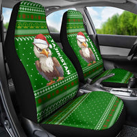 Tajikistan Christmas Car Seat Cover with Santa Hat Eagle Green Snowflake Pattern and Holiday Design - Wonder Print Shop