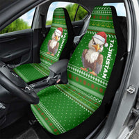 Tajikistan Christmas Car Seat Cover with Santa Hat Eagle Green Snowflake Pattern and Holiday Design - Wonder Print Shop