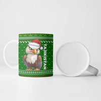 Tajikistan Christmas Ceramic Mug with Santa Hat Eagle Green Snowflake Pattern and Holiday Design - Wonder Print Shop