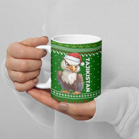 Tajikistan Christmas Ceramic Mug with Santa Hat Eagle Green Snowflake Pattern and Holiday Design - Wonder Print Shop