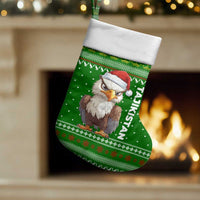 Tajikistan Christmas Stocking with Santa Hat Eagle Green Snowflake Pattern and Holiday Design - Wonder Print Shop
