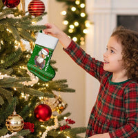 Tajikistan Christmas Stocking with Santa Hat Eagle Green Snowflake Pattern and Holiday Design - Wonder Print Shop