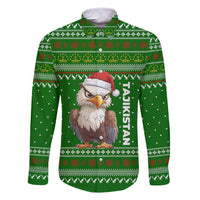 Tajikistan Christmas Family Matching Off Shoulder Maxi Dress and Hawaiian Shirt with Santa Hat Eagle Green Snowflake Pattern and Holiday Design - Wonder Print Shop