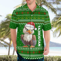Tajikistan Christmas Hawaiian Shirt with Santa Hat Eagle Green Snowflake Pattern and Holiday Design - Wonder Print Shop