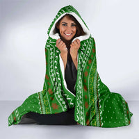 Tajikistan Christmas Hooded Blanket with Santa Hat Eagle Green Snowflake Pattern and Holiday Design - Wonder Print Shop
