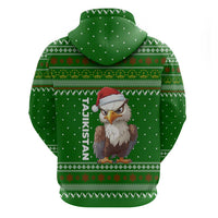 Tajikistan Christmas Hoodie with Santa Hat Eagle Green Snowflake Pattern and Holiday Design - Wonder Print Shop
