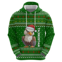 Tajikistan Christmas Hoodie with Santa Hat Eagle Green Snowflake Pattern and Holiday Design - Wonder Print Shop