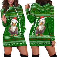 Tajikistan Christmas Hoodie Dress with Santa Hat Eagle Green Snowflake Pattern and Holiday Design - Wonder Print Shop