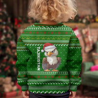 Tajikistan Christmas Kid Ugly Christmas Sweater with Santa Hat Eagle Green Snowflake Pattern and Holiday Design - Wonder Print Shop