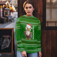Tajikistan Christmas Ugly Christmas Sweater with Santa Hat Eagle Green Snowflake Pattern and Holiday Design - Wonder Print Shop