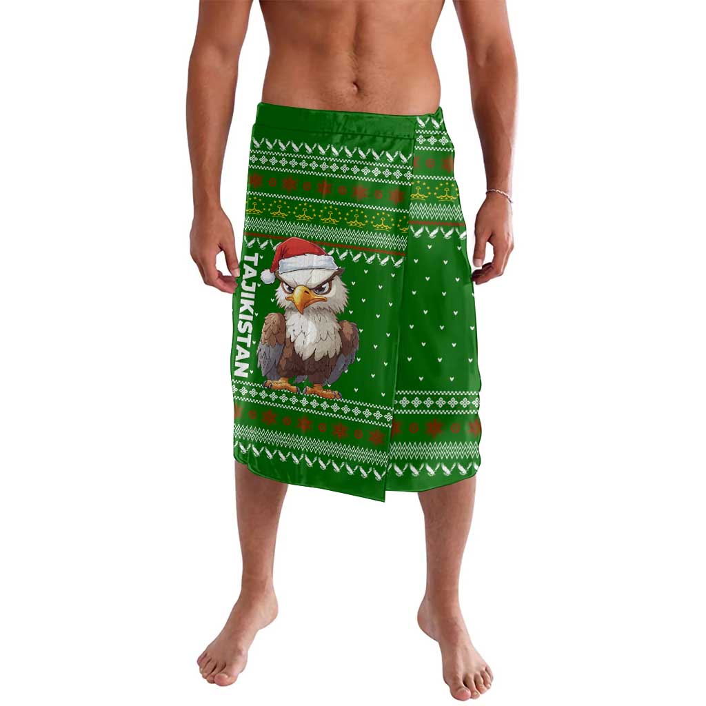 Tajikistan Christmas Lavalava with Santa Hat Eagle Green Snowflake Pattern and Holiday Design - Wonder Print Shop