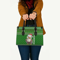 Tajikistan Christmas Leather Bag with Santa Hat Eagle Green Snowflake Pattern and Holiday Design - Wonder Print Shop