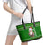 Tajikistan Christmas Leather Tote Bag with Santa Hat Eagle Green Snowflake Pattern and Holiday Design - Wonder Print Shop
