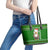 Tajikistan Christmas Leather Tote Bag with Santa Hat Eagle Green Snowflake Pattern and Holiday Design - Wonder Print Shop