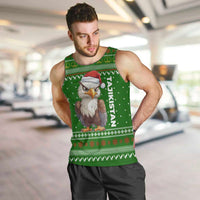Tajikistan Christmas Men Tank Top with Santa Hat Eagle Green Snowflake Pattern and Holiday Design - Wonder Print Shop