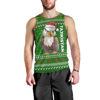 Tajikistan Christmas Men Tank Top with Santa Hat Eagle Green Snowflake Pattern and Holiday Design - Wonder Print Shop