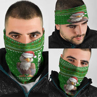 Tajikistan Christmas Neck Gaiter with Santa Hat Eagle Green Snowflake Pattern and Holiday Design - Wonder Print Shop