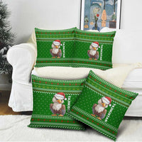 Tajikistan Christmas Pillow Cover with Santa Hat Eagle Green Snowflake Pattern and Holiday Design - Wonder Print Shop