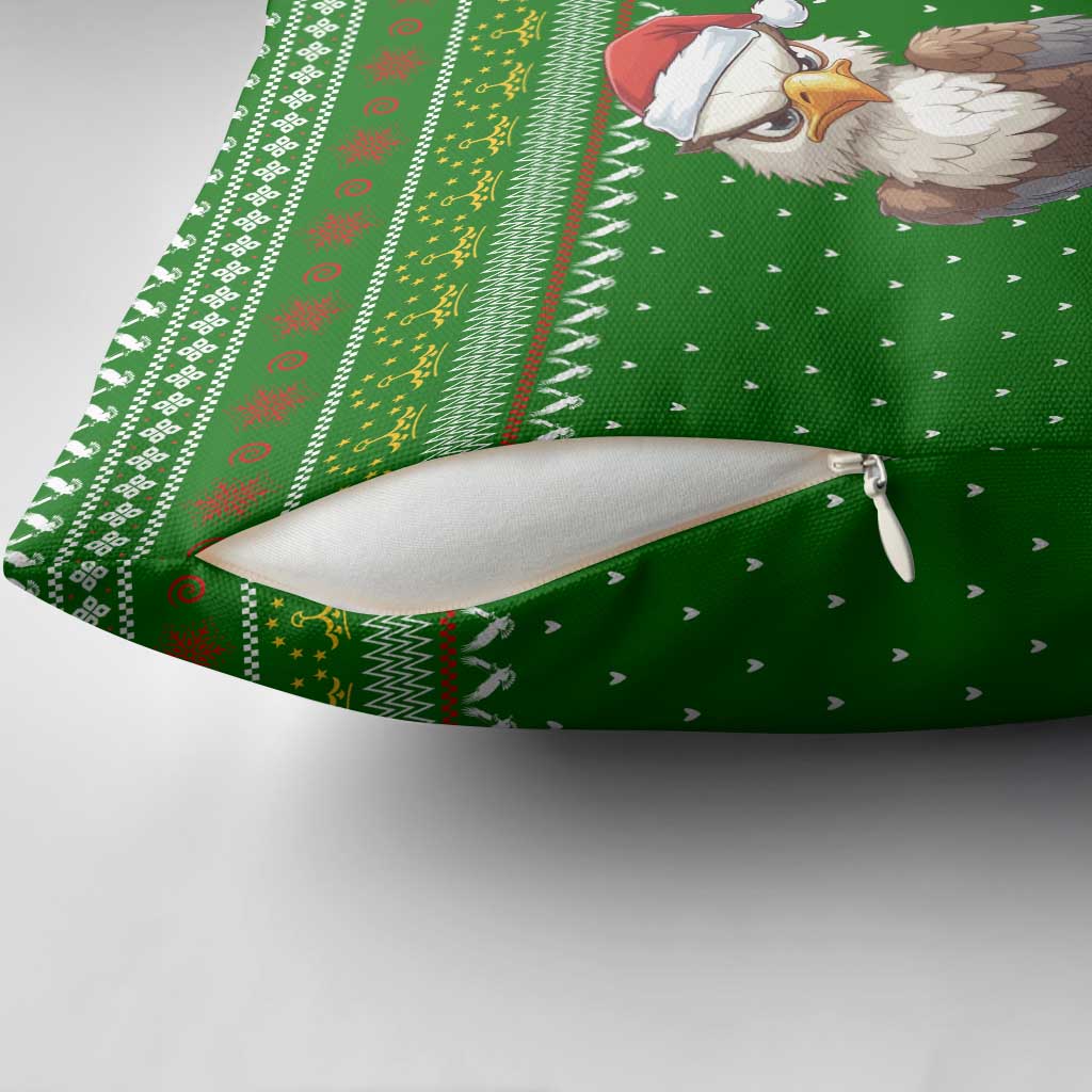 Tajikistan Christmas Pillow Cover with Santa Hat Eagle Green Snowflake Pattern and Holiday Design - Wonder Print Shop