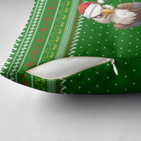 Tajikistan Christmas Pillow Cover with Santa Hat Eagle Green Snowflake Pattern and Holiday Design - Wonder Print Shop