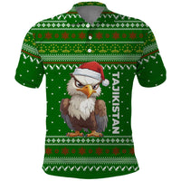 Tajikistan Christmas Polo Shirt with Santa Hat Eagle Green Snowflake Pattern and Holiday Design - Wonder Print Shop