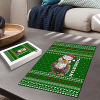 Tajikistan Christmas Puzzle with Santa Hat Eagle Green Snowflake Pattern and Holiday Design - Wonder Print Shop