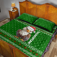 Tajikistan Christmas Quilt Bed Set with Santa Hat Eagle Green Snowflake Pattern and Holiday Design - Wonder Print Shop