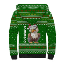 Tajikistan Christmas Sherpa Hoodie with Santa Hat Eagle Green Snowflake Pattern and Holiday Design - Wonder Print Shop