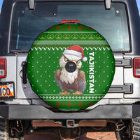 Tajikistan Christmas Spare Tire Cover with Santa Hat Eagle Green Snowflake Pattern and Holiday Design - Wonder Print Shop