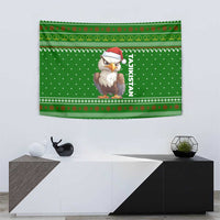 Tajikistan Christmas Tapestry with Santa Hat Eagle Green Snowflake Pattern and Holiday Design - Wonder Print Shop