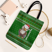Tajikistan Christmas Tote Bag with Santa Hat Eagle Green Snowflake Pattern and Holiday Design - Wonder Print Shop