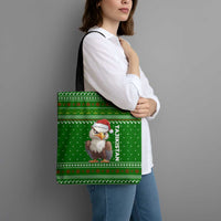 Tajikistan Christmas Tote Bag with Santa Hat Eagle Green Snowflake Pattern and Holiday Design - Wonder Print Shop