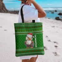 Tajikistan Christmas Tote Bag with Santa Hat Eagle Green Snowflake Pattern and Holiday Design - Wonder Print Shop
